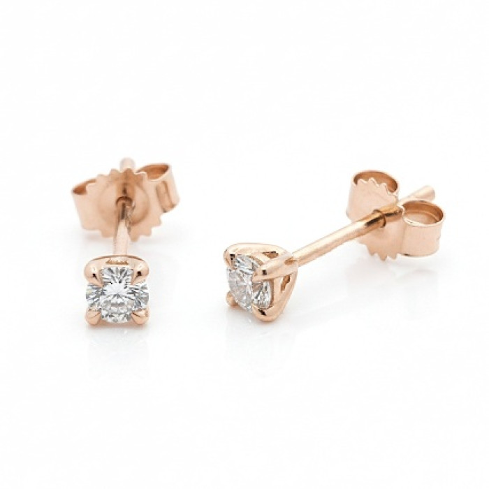 Minimalist rose gold earrings with diamonds (722)