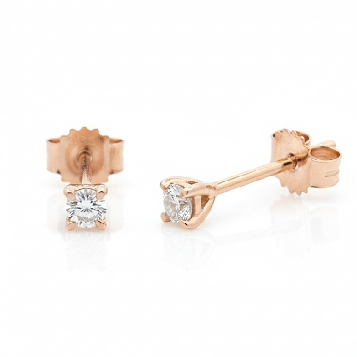 Minimalist rose gold earrings with diamonds (725), Earrings - twists, Gold type: 585, Item in the photo weight: 0.39 g, Gemstone: Brilliant, Gemstone ct.: 0.10 ct, Gemstone ct.: 0.10-0.19 ct - Jewelry online