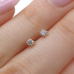 Minimalist rose gold earrings with diamonds (725), Earrings - twists, Gold type: 585, Item in the photo weight: 0.39 g, Gemstone: Brilliant, Gemstone ct.: 0.10 ct, Gemstone ct.: 0.10-0.19 ct - Custom jewelry