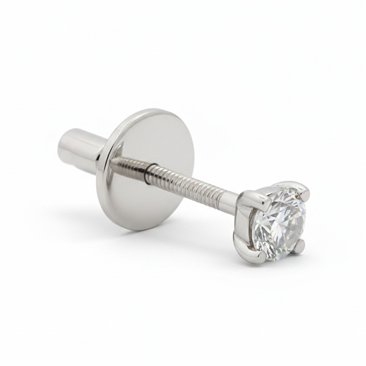 One white gold earring with diamond (728), Piercing earrings, Gold type: 585, Item in the photo weight: 1.03 g, Gemstone: Brilliant, Gemstone ct.: , Gemstone ct.: 0.16 ct - Jewelry online