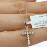 White gold chain with diamond cross (480), Crosses, Gold type: 585, Item in the photo weight: 1.61 g, Gemstone: Brilliant, Gemstone ct.: 0.20-0.29 ct, Gemstone ct.: 0.20 ct - Custom jewelry