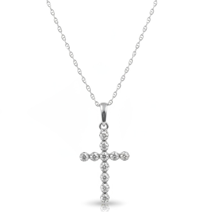 White gold chain with diamond cross (480)