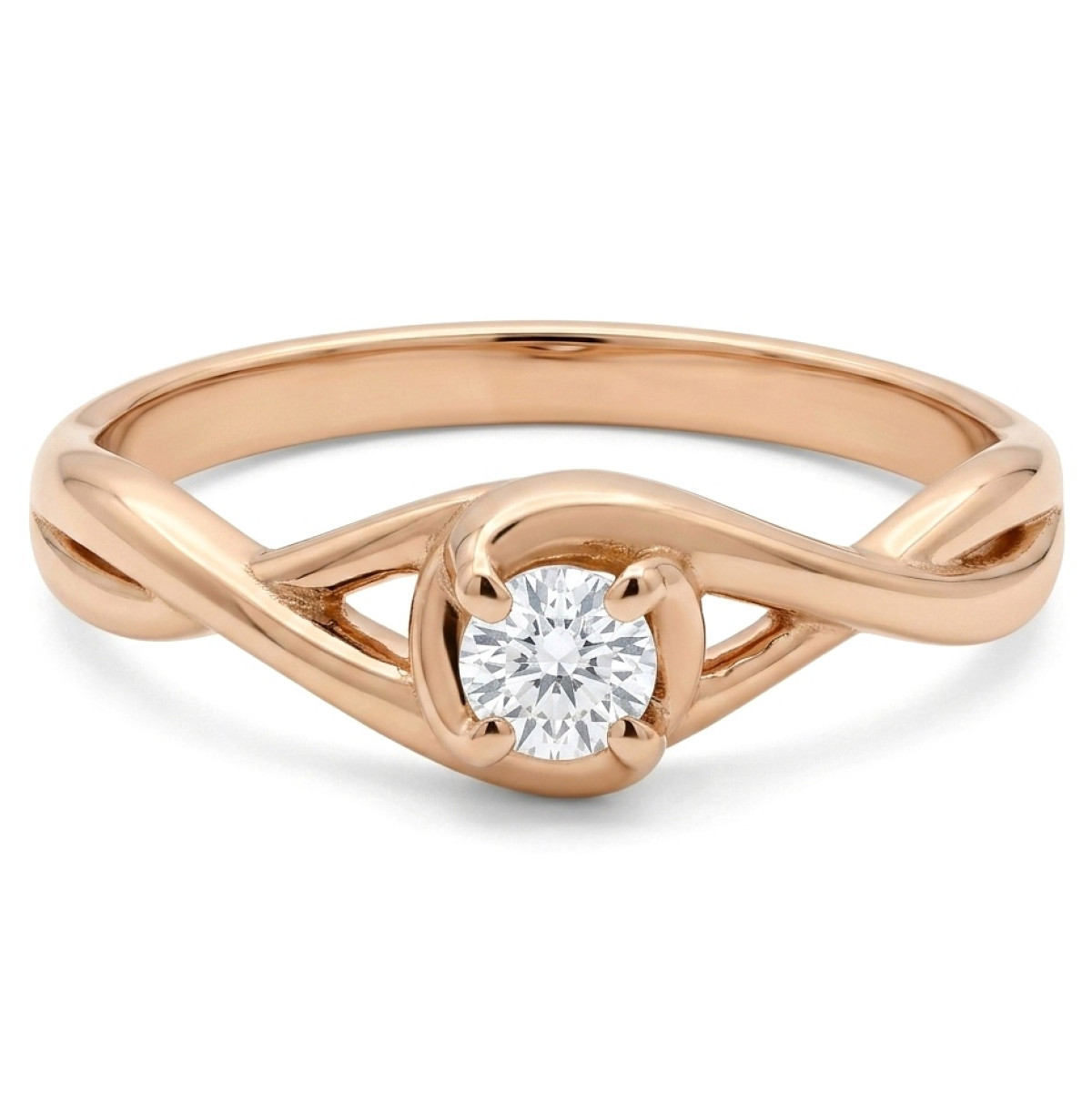 Pink gold engagement ring with diamond (3261), Classic engagement rings, Gold type: 585, Item in the photo weight: 2.28 g, Gemstone: Brilliant, Gemstone ct.: 0.10-0.19 ct, Gemstone ct.: 0.12 ct - Jewelry online