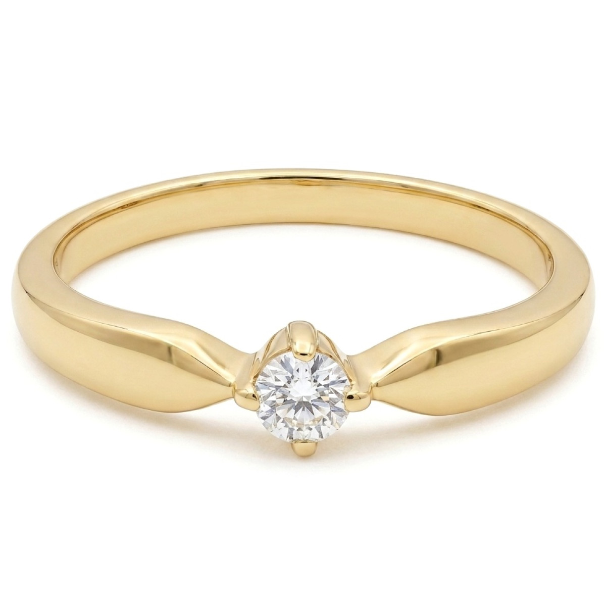 Yellow gold engagement ring with diamond (3265), Classic engagement rings, Gold type: 585, Item in the photo weight: 2.16 g, Gemstone: Brilliant, Gemstone ct.: 0.11 ct, Gemstone ct.: 0.10-0.19 ct - Jewelry online