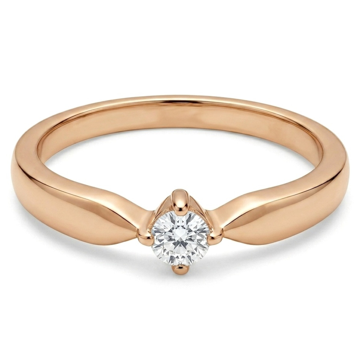 Rose gold classic engagement ring with diamond (3266), Classic engagement rings, Gold type: 585, Item in the photo weight: 2.23 g, Gemstone: Brilliant, Gemstone ct.: 0.10-0.19 ct, Gemstone ct.: 0.11 ct - Jewelry online