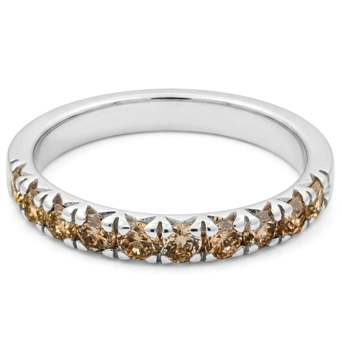 Konjaka dimanta gredzens (3277), Dimantu lentes, Zelta standarts: 585, Produkta foto svars: 3.12 g, Dārgakmeņi: Izcili, Dārgakmens svars: 0.63 ct, Dārgakmens svars ct.: 0.30-0.69 ct, Linuma acu skaits: 10 vnt. - Rotājumlietas internetā