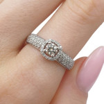 White gold halo ring with diamonds (3220), Halo, Gold type: 585, Item in the photo weight: 3.94 g, Gemstone: Brilliant, Gemstone ct.: 0.70-1.50 ct, Gemstone ct.: 0.23 ct (IGI 704599116),  Weight of extra gems: 0.48 ct - Custom jewelry