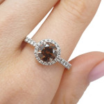 Luxurious Halo Ring with Cognac Diamond (3226), Halo, Gold type: 585, Item in the photo weight: 3.13 g, Gemstone: Brilliant, Gemstone ct.: 1.06 ct, Gemstone ct.: 1.51-2.00 ct,  Weight of extra gems: 0.40 ct - Custom jewelry