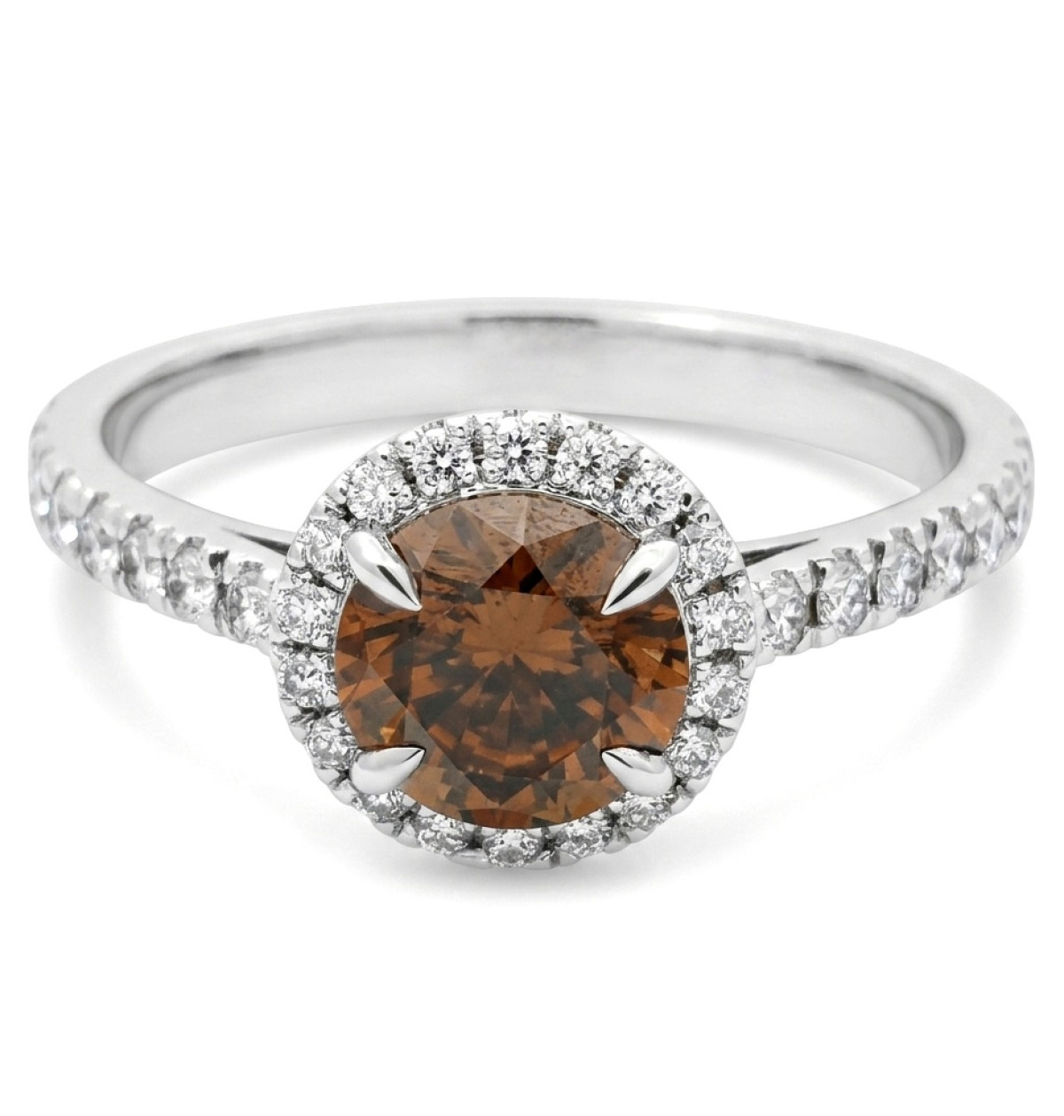 Luxurious Halo Ring with Cognac Diamond (3226), Halo, Gold type: 585, Item in the photo weight: 3.13 g, Gemstone: Brilliant, Gemstone ct.: 1.06 ct, Gemstone ct.: 1.51-2.00 ct,  Weight of extra gems: 0.40 ct - Jewelry online