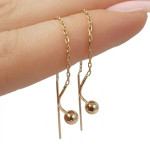 Gold dangling earrings with chain (2075), Hanging earrings, Gold type: 585, Item in the photo weight: 0.83 g - Custom jewelry