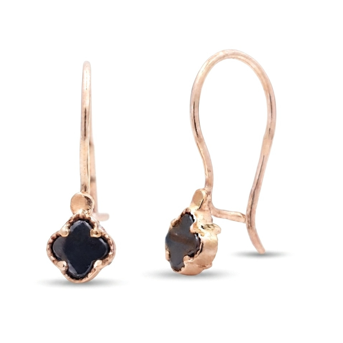 Black clover dangle earrings (2101), Hanging earrings, Gold type: 585, Item in the photo weight: 0.84 g - Jewelry online