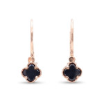 Black clover dangle earrings (2101), Hanging earrings, Gold type: 585, Item in the photo weight: 0.84 g - Custom jewelry