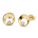 Minimalist gold earrings with eyelets (2049), With Gemstones, Gold type: 585, Item in the photo weight: 0.89 g, Gemstone: Zircon - Custom jewelry