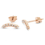 Minimalist earrings with eyelets (2052), With Gemstones, Gold type: 585, Item in the photo weight: 0.72 g, Gemstone: Zircon - Custom jewelry