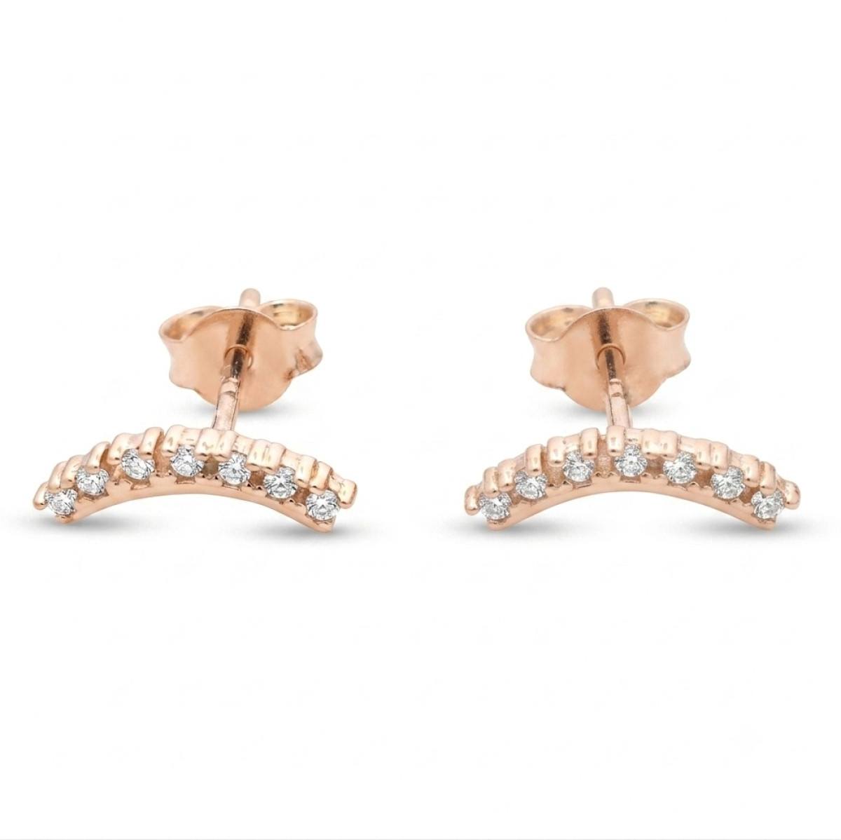 Minimalist earrings with eyelets (2052), With Gemstones, Gold type: 585, Item in the photo weight: 0.72 g, Gemstone: Zircon - Jewelry online