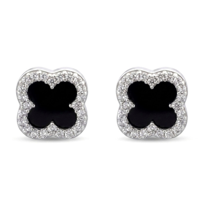 White gold earrings "Clover" (2054)
