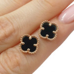Rose gold earrings "Clover" (2055), Without Gemstones, Gold type: 585, Item in the photo weight: 1.84 g - Personalized jewelry