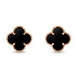 Rose gold earrings "Clover" (2055), Without Gemstones, Gold type: 585, Item in the photo weight: 1.84 g - Custom jewelry