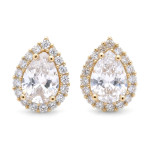 Drop-shaped earrings with eyelets (2062), With Gemstones, Gold type: 585, Item in the photo weight: 2.13 g, Gemstone: Zircon - Custom jewelry