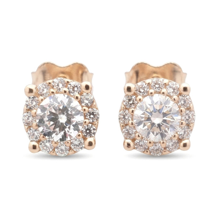 Rose gold halo earrings with zirconia eyes (2066)