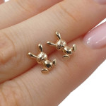 Gold earrings for children "Bunnies" (2069), Without Gemstones, Gold type: 585, Item in the photo weight: 1.17 g - Personalized jewelry