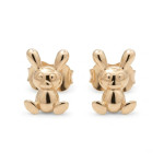 Gold earrings for children "Bunnies" (2069), Without Gemstones, Gold type: 585, Item in the photo weight: 1.17 g - Custom jewelry