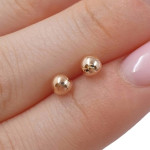 Minimalist gold earrings "Dots" (2074), Without Gemstones, Gold type: 585, Item in the photo weight: 0.39 g - Personalized jewelry