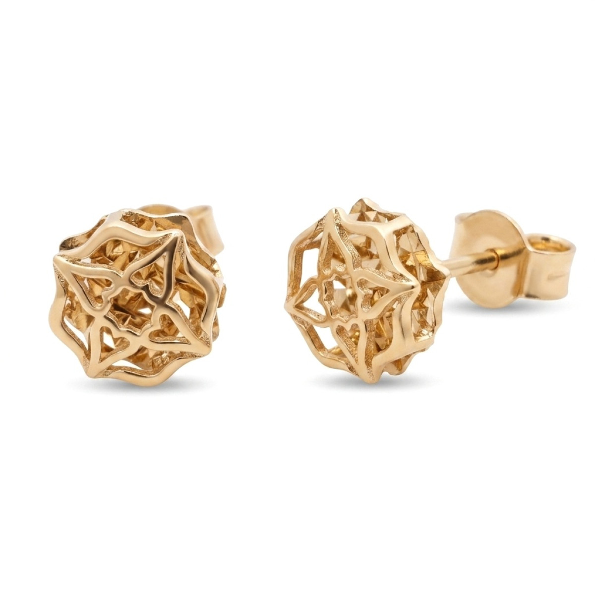 Gold earrings (2076), Without Gemstones, Gold type: 585, Item in the photo weight: 1.29 g - Jewelry online