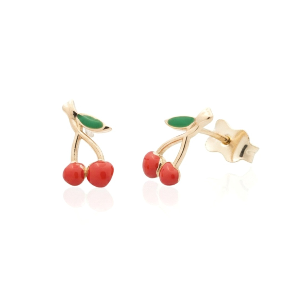 Gold earrings "Cherry" (2081), Without Gemstones, Gold type: 585, Item in the photo weight: 1.14 g - Jewelry online