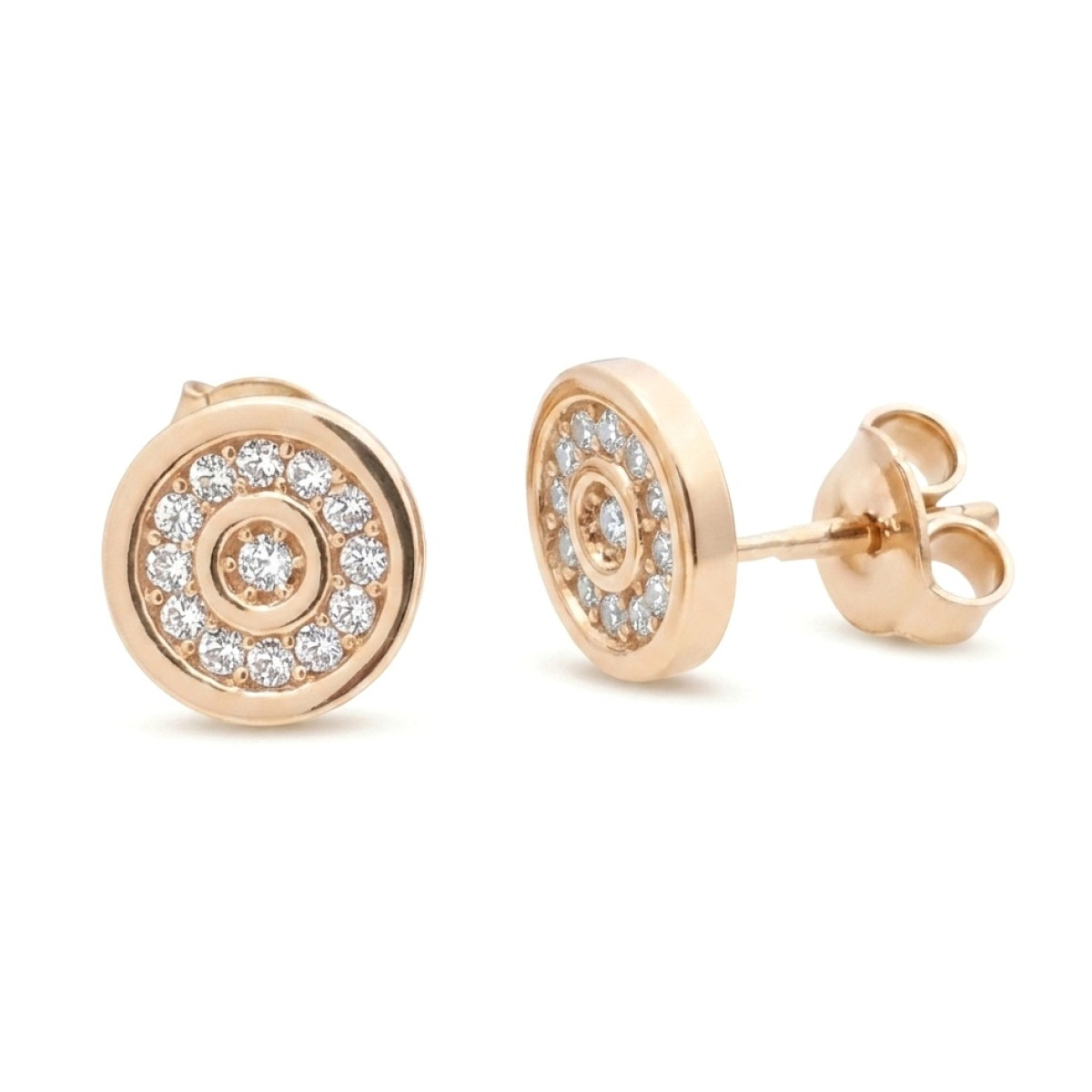 Apaļi zelta auskari (2091), Ar acīm, Zelta standarts: 585, Produkta foto svars: 1.40 g, Dārgakmeņi: Cirkons - Rotājumlietas internetā