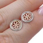 Earrings "Flowers" (2094), Without Gemstones, Gold type: 585, Item in the photo weight: 0.78 g - Custom jewelry