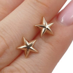 Gold earrings "Stars" (2103), Without Gemstones, Gold type: 585, Item in the photo weight: 1.30 g - Personalized jewelry