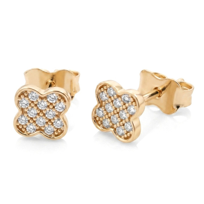 Gold earrings "Clover" (2107)