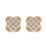 Gold earrings "Clover" (2107), With Gemstones, Gold type: 585, Item in the photo weight: 1.00 g, Gemstone: Zircon - Custom jewelry