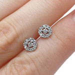 White gold halo earrings with diamonds (776), Halo, Gold type: 585, Item in the photo weight: 0.93 g, Gemstone: Brilliant, Gemstone ct.: 0.20-0.29 ct, Gemstone ct.: 0.10 ct,  Weight of extra gems: 0.10 ct - Personalized jewelry