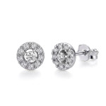 White gold halo earrings with diamonds (776), Halo, Gold type: 585, Item in the photo weight: 0.93 g, Gemstone: Brilliant, Gemstone ct.: 0.20-0.29 ct, Gemstone ct.: 0.10 ct,  Weight of extra gems: 0.10 ct - Custom jewelry