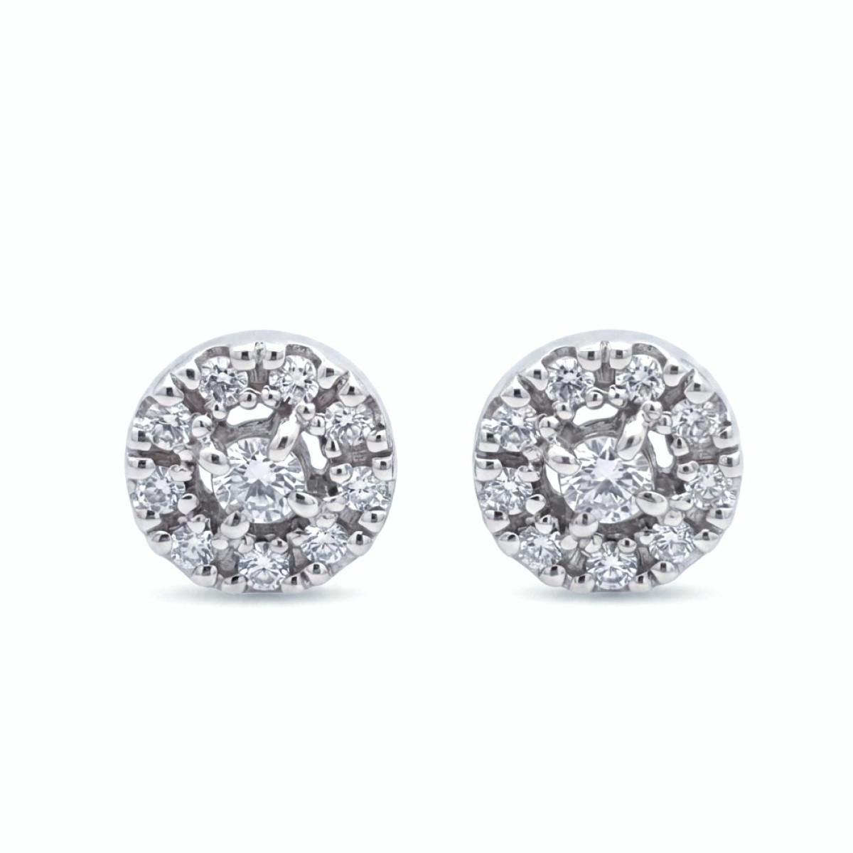 White gold halo earrings with diamonds (776), Halo, Gold type: 585, Item in the photo weight: 0.93 g, Gemstone: Brilliant, Gemstone ct.: 0.20-0.29 ct, Gemstone ct.: 0.10 ct,  Weight of extra gems: 0.10 ct - Jewelry online