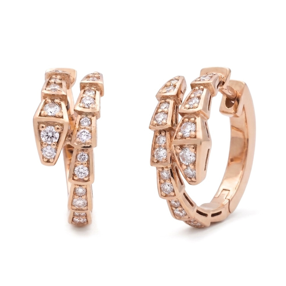 Gold earrings "Snakes" with diamonds (777), Hanging earrings, Gold type: 585, Item in the photo weight: 7.39 g, Gemstone: Brilliant, Gemstone ct.: 0.70-1.50 ct, Gemstone ct.: 0.80 ct - Jewelry online