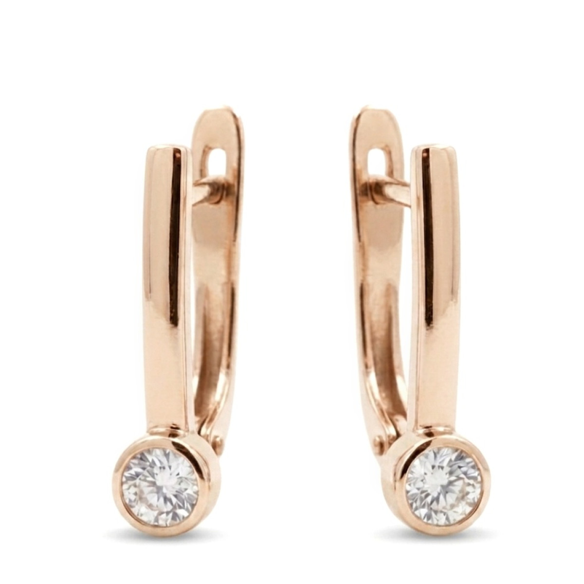 Earrings with diamonds and English clasp (778), Earrings with English clasp, Gold type: 585, Item in the photo weight: 1.78 g, Gemstone: Brilliant, Gemstone ct.: 0.20-0.29 ct, Gemstone ct.: 0.20 ct - Jewelry online