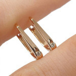 Rose gold earrings with diamonds (783), Earrings with English clasp, Gold type: 585, Item in the photo weight: 1.80 g, Gemstone: Brilliant, Gemstone ct.: , Gemstone ct.:  - Personalized jewelry