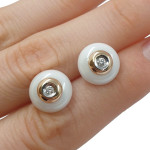 Earrings with ceramics and diamonds (794), Earrings - twists, Gold type: 585, Item in the photo weight: 6.16 g, Gemstone: Brilliant, Gemstone ct.: 0.10-0.19 ct, Gemstone ct.: 0.10 ct - Personalized jewelry