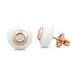 Earrings with ceramics and diamonds (794), Earrings - twists, Gold type: 585, Item in the photo weight: 6.16 g, Gemstone: Brilliant, Gemstone ct.: 0.10-0.19 ct, Gemstone ct.: 0.10 ct - Custom jewelry