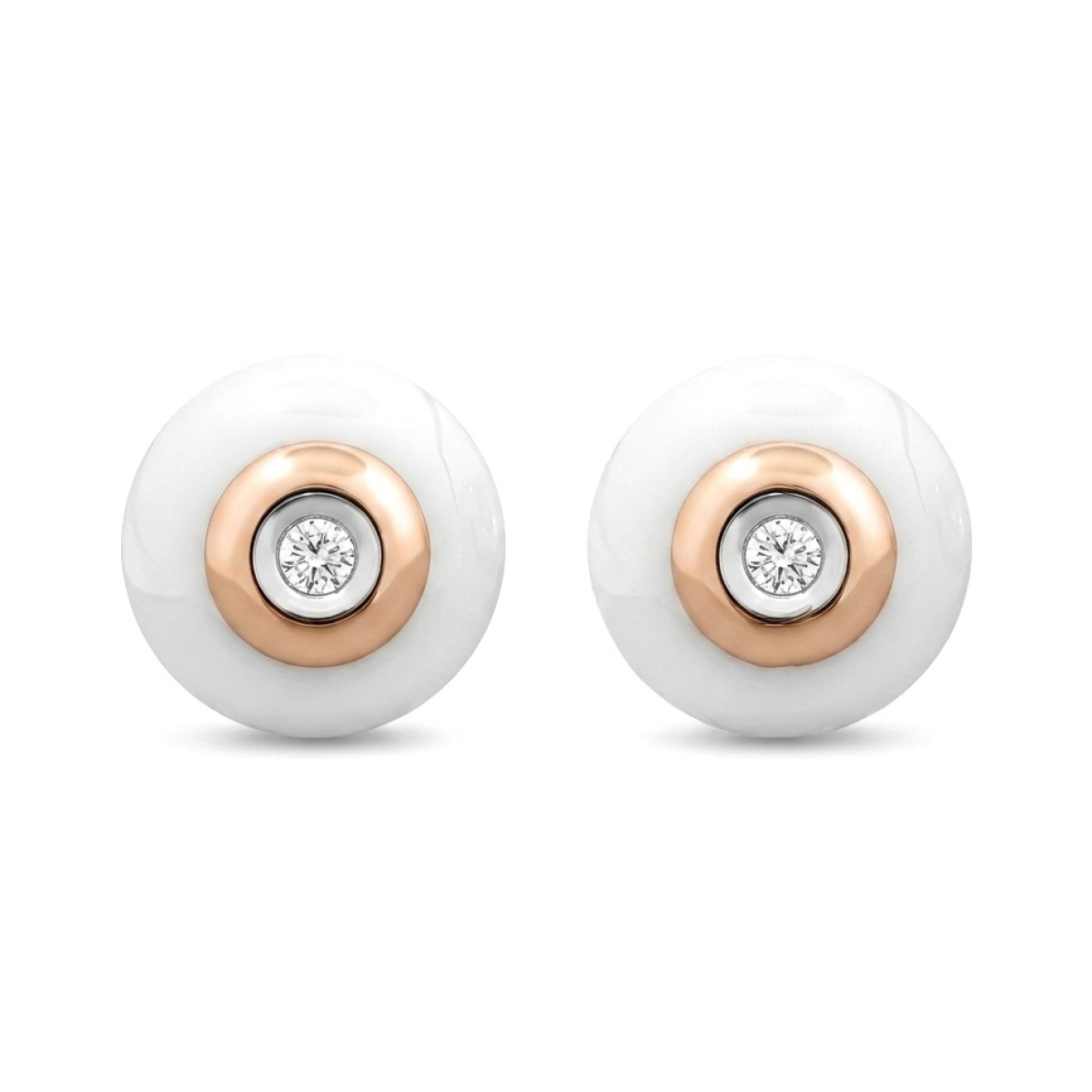 Earrings with ceramics and diamonds (794), Earrings - twists, Gold type: 585, Item in the photo weight: 6.16 g, Gemstone: Brilliant, Gemstone ct.: 0.10-0.19 ct, Gemstone ct.: 0.10 ct - Jewelry online