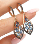 Dangle gold earrings (795), Hanging earrings, Gold type: 585, Item in the photo weight: 4.45 g, Gemstone: Brilliant, Gemstone ct.: 0.30-0.69 ct, Gemstone ct.: 0.30 ct - Custom jewelry