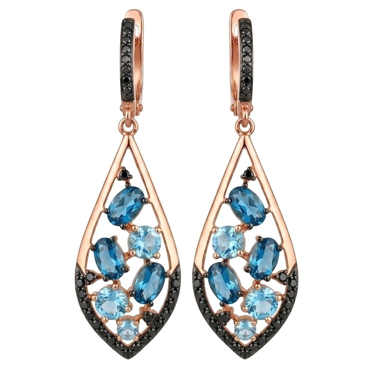 Dangle gold earrings (795), Hanging earrings, Gold type: 585, Item in the photo weight: 4.45 g, Gemstone: Brilliant, Gemstone ct.: 0.30-0.69 ct, Gemstone ct.: 0.30 ct - Jewelry online