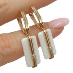 Earrings with white ceramic and diamonds (798), Hanging earrings, Gold type: 585, Item in the photo weight: 6.30 g, Gemstone: Brilliant, Gemstone ct.: 0.01-0.09 ct, Gemstone ct.: 0.03 ct - Custom jewelry