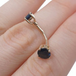 Gold navel piercing with sapphires (799), Belly piercing, Gold type: 585, Item in the photo weight: 0.82 g, Gemstone: Sapphire, Gemstone ct.: 0.53 ct, Gemstone ct.: 0.70-1.50 ct,  Weight of extra gems: 0.30 ct - Custom jewelry