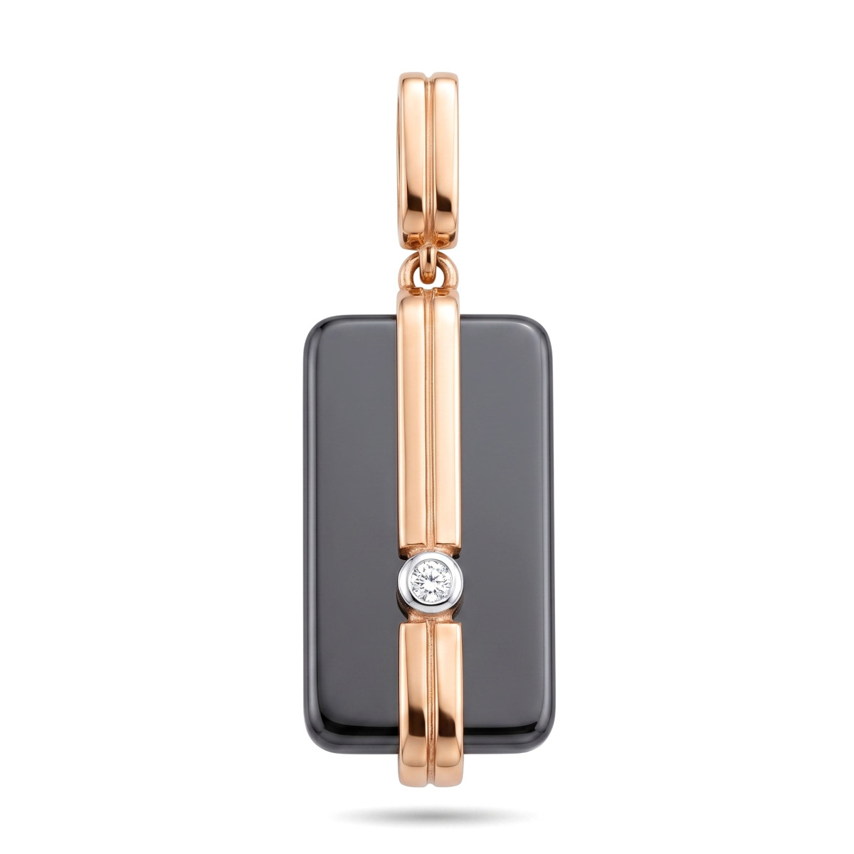Pendant with black ceramic and diamond (580), Pendants, Gold type: 585, Item in the photo weight: 2.69 g, Gemstone: Brilliant, Gemstone ct.: 0.02 ct, Gemstone ct.: 0.01-0.09 ct - Jewelry online