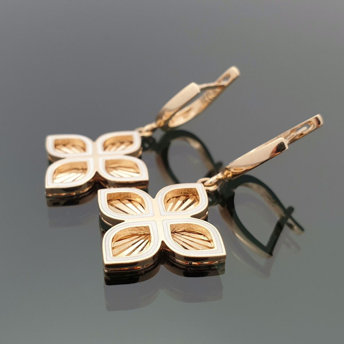 Auksiniai auskarai "Baltos gėlės" (1228)