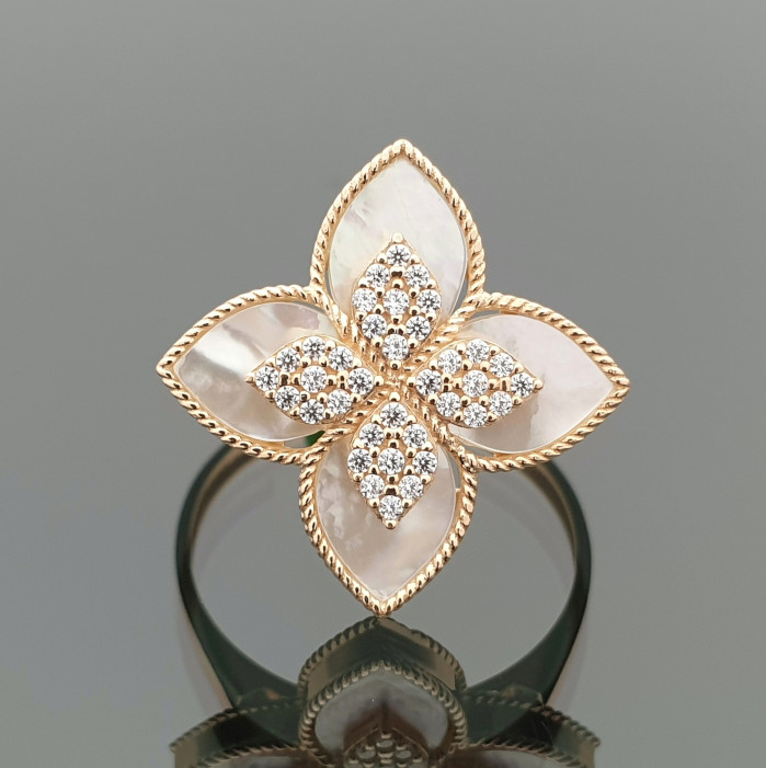 Auksinis žiedas "Balta gėlė" (1235)
